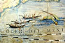 Postkarte Detail 2 von Vincenzo Coronelli, Erdglobus. Stadtbibliothek Trier