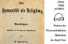 Veni, vidi, audivi - „Die Humanität als Religion" von Samuel Hirsch. (Bildnachweis: Bayerische Staatsbibliothek München, H.g.hum. 110 m, Bl. 2, urn:nbn:de:bvb:12-bsb10435224-0)
