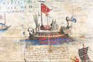 Postkarte Detail 1 von Vincenzo Coronelli, Erdglobus. Stadtbibliothek Trier