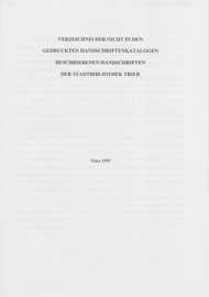 "Verzeichnis der nicht in den gedruckten Handschriftenkatalogen beschriebenen Handschriften der Stadtbibliothek Trier" (Wissenschaftliche Bibliothek der Stadt Trier, Signatur: KS I:520-11 ) "Verzeichnis der nicht in den gedruckten Handschriftenkatalogen beschriebenen Handschriften der Stadtbibliothek Trier" (Wissenschaftliche Bibliothek der Stadt Trier, Signatur: KS I:520-11 )