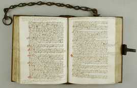 Hs. 1063/1282 8°, Kettenbuch, folio 145v-146r (Foto: Wissenschaftliche Bibliothek der Stadt Trier, Anja Runkel)